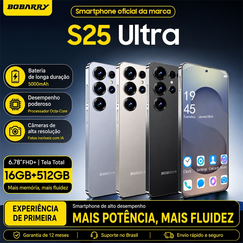Smartphone S25 Ultra 16GB RAM+512GB ROM Dual SIM 6.78" AMOLED 5000mAh 5G Cell Phone Global Ready for Delivery