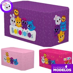 Capa de Mesa Bolofofos Decoração Aniversário Infantil Festa Veste Fácil Sublimado Em Tecido - Licenciado