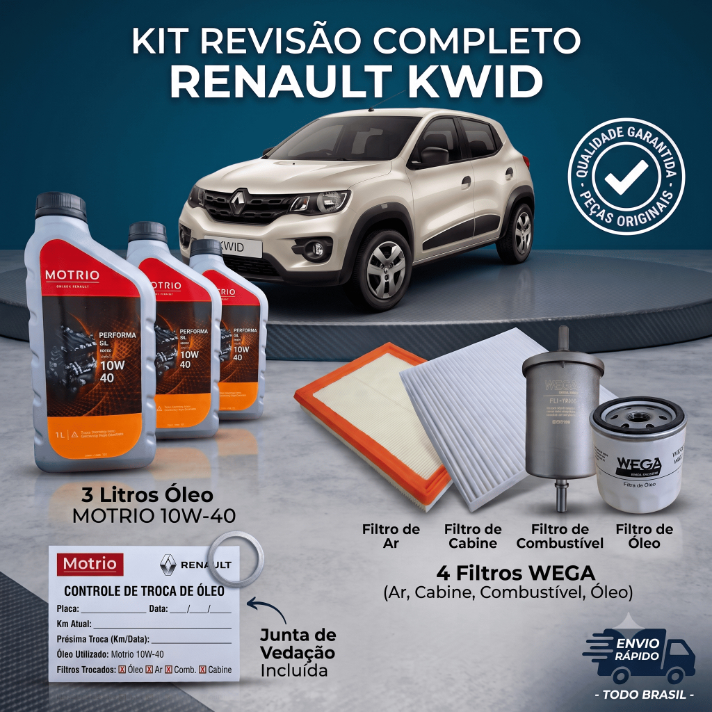 Kit Revisão Troca De Óleo E Filtros Kwid 2020 2021 2022 2023