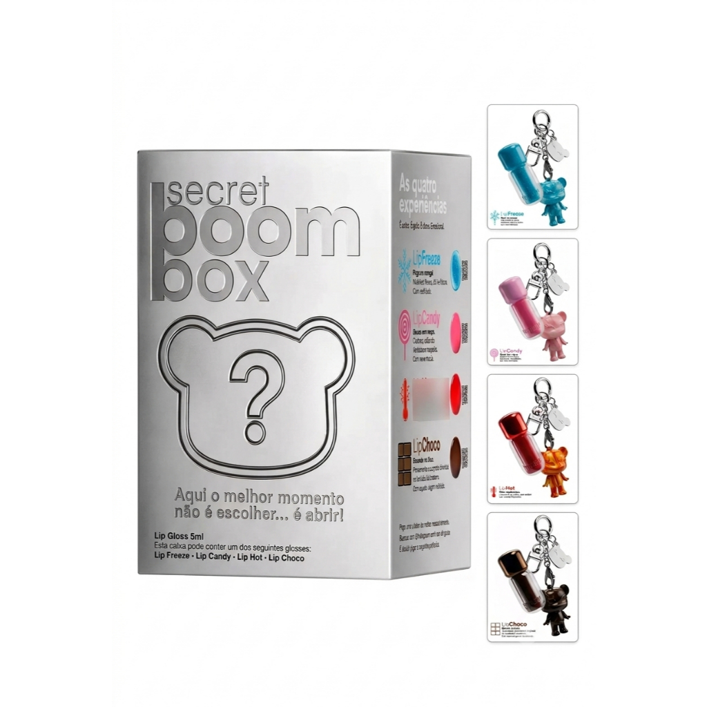 Gloss Labial Ursinho Chaveiro Colecionável Secret Boom Box