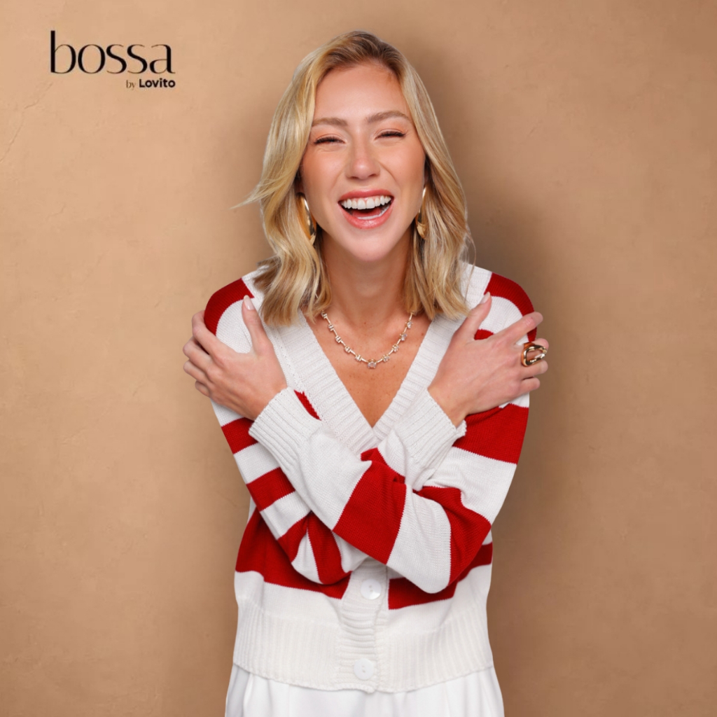 Lovito Bossa Cardigan Listrado Colorido Moda Feminina Inverno CDB16691699