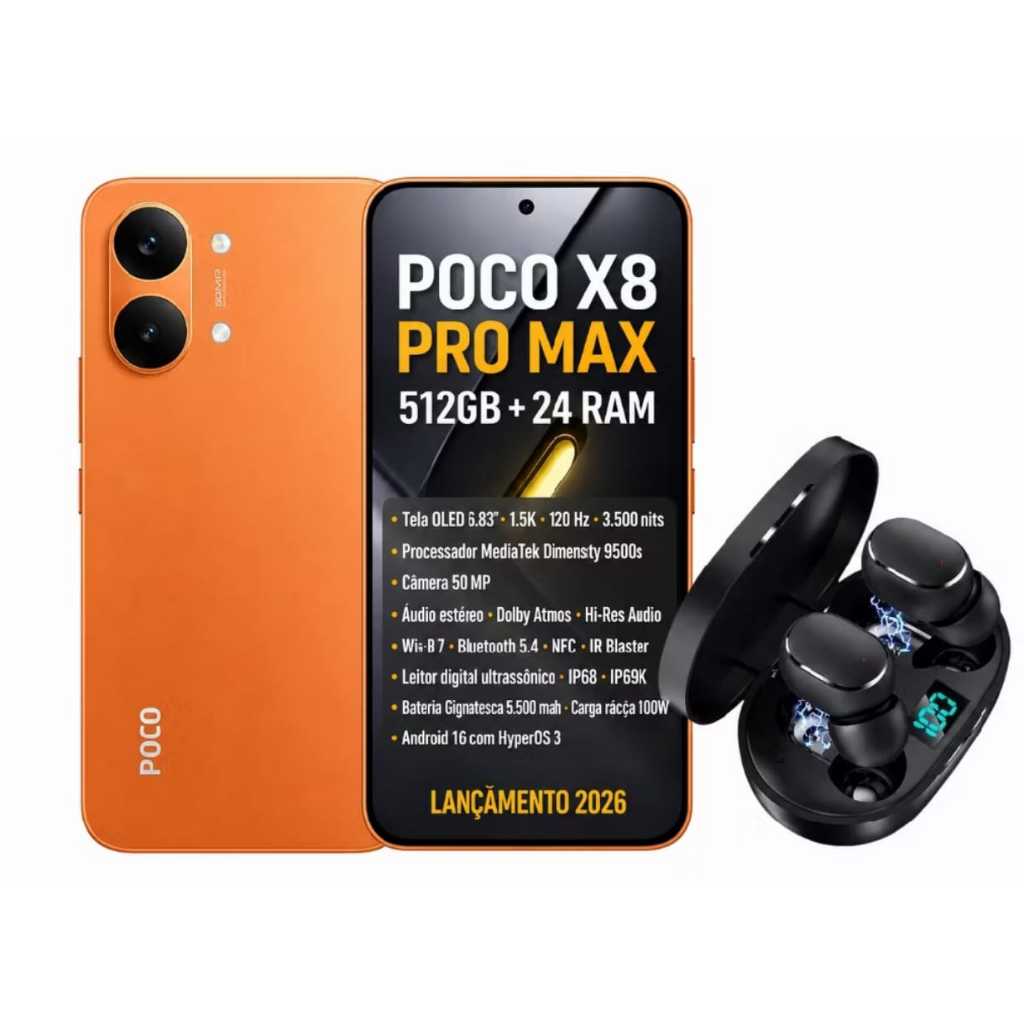 XIAOMI POCO X8 PRO MAX 512GB 12 RAM 5G NFC VERSÃO GLOBAL ORIGINAL CAPA PELICULA 