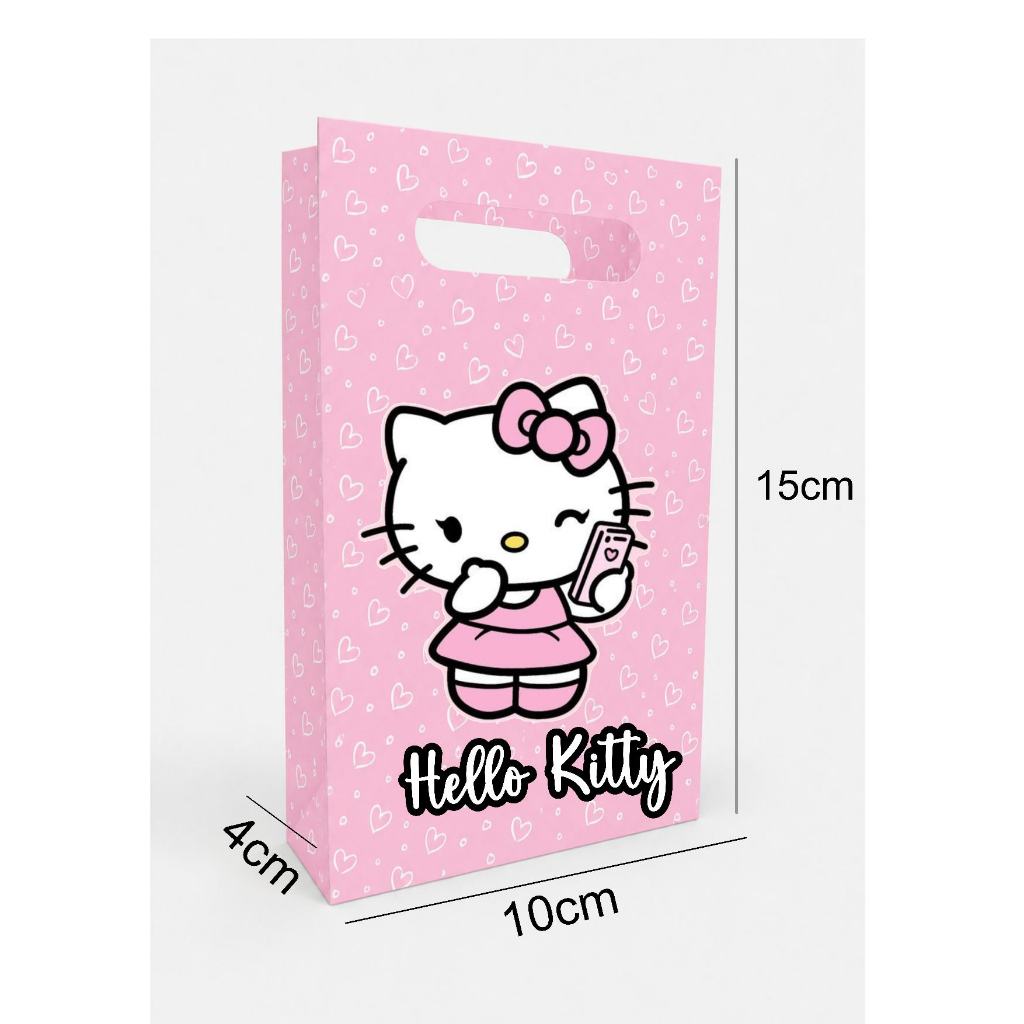 PEGUE E MONTE Kit 10-40un Sacolinha Personalizada para Lembrancinha de Aniversário Hello Kitty Tam P 10x15cm