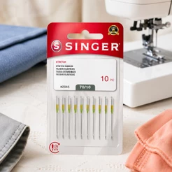 Agulha Singer 2045 Stretch Original Máquina de Costura Doméstica Kit 10 Unidades 70/10 90/14 100/16 110/18 80/12
