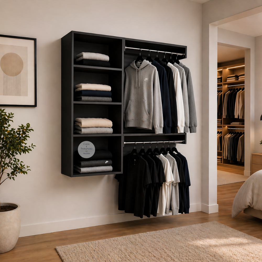 Closet Aberto Arara Suspenso De Parede Cabideiro  - Closet 67