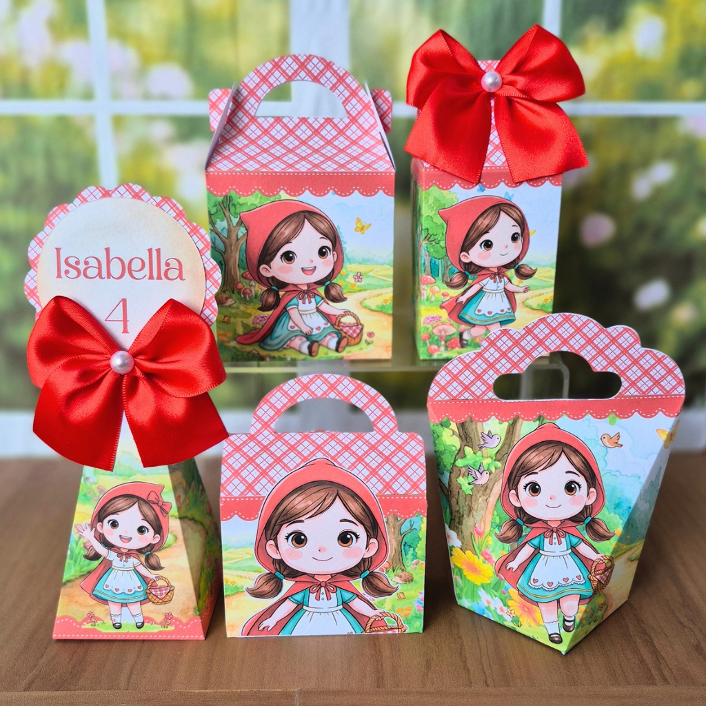 Kit Caixinhas Personalizadas CHAPEUZINHO VERMELHO, Lembrancinhas Festa Infantil, Aniversário Menina.