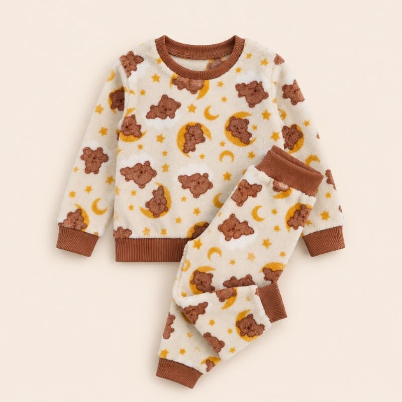 Conjunto Fleece Infantil Bebê Frio Pijama Estampado Blusa e Calça Menino Menina Tam M G 1 2