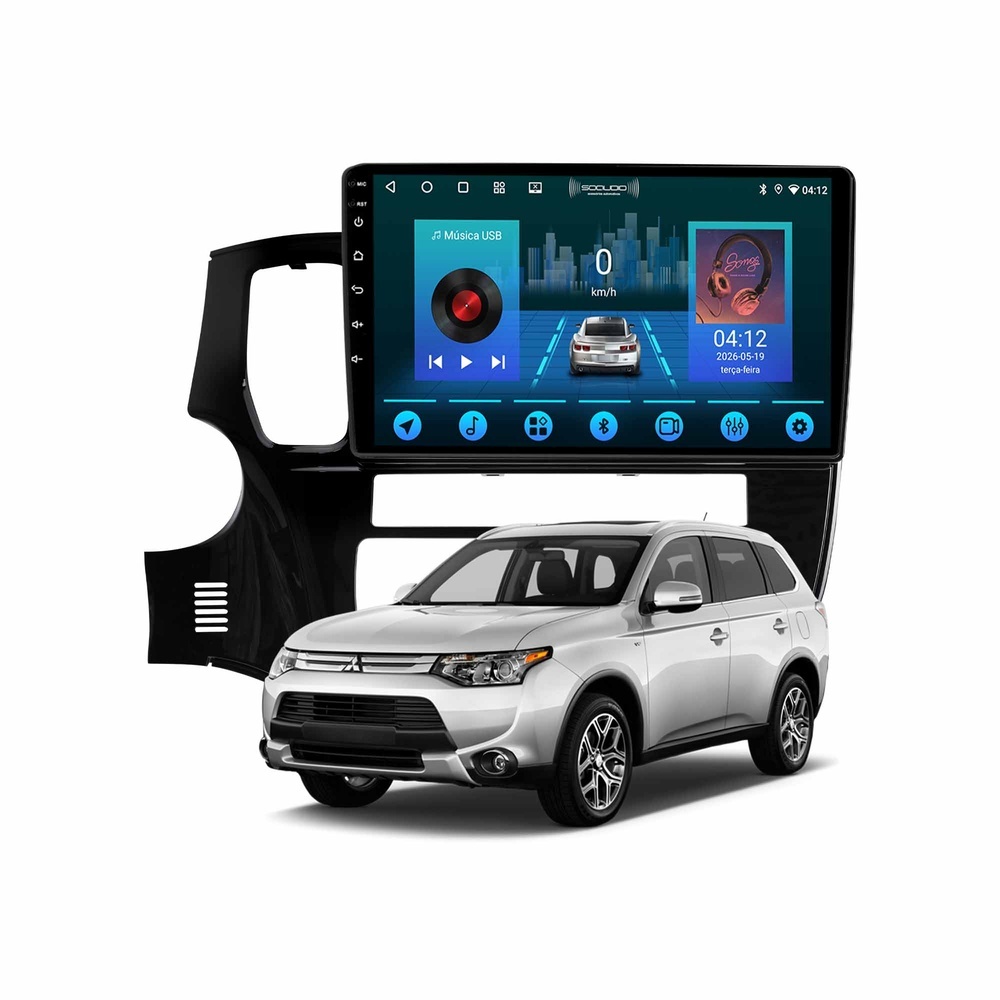 Multimídia Outlander 2013 A 2022 2ram+64gb  Carplay Android Gps Bluetooth 10 Polegadas