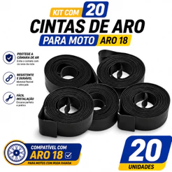 Kit 20 Cinta Aro 18 Moto Protetor Fita Câmara de Ar Roda Raiada Liga