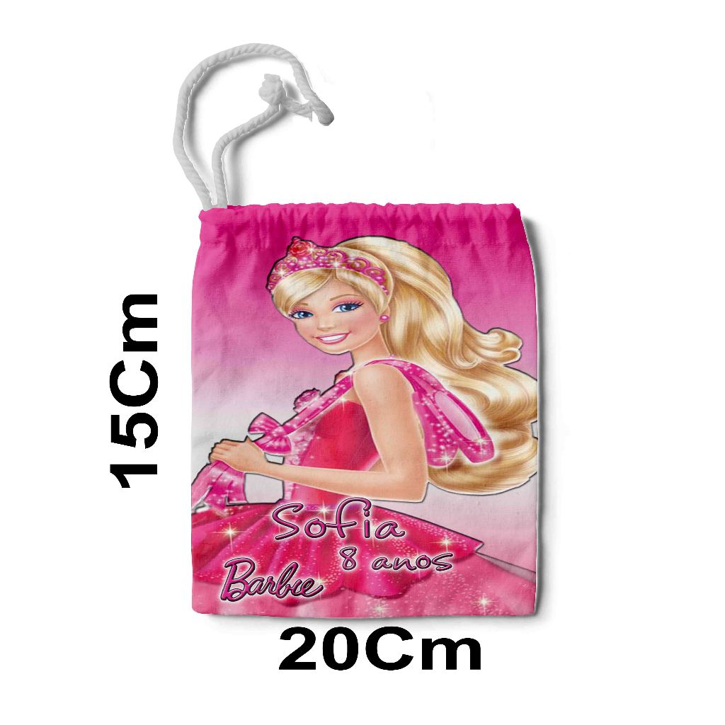 Kit Mochilinha Sacolinha Saco Sacochila Saquinho Lembrancinha Brinde Aniversario Personalizadas Barbie