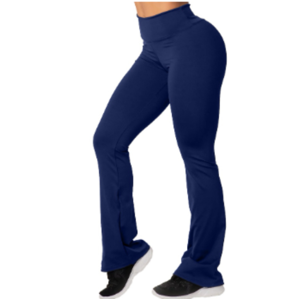 Calça Bailarina Lisa Feminina Cintura Alta Flare em Suplex Confortável Modeladora Academia