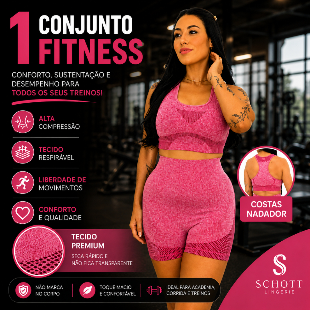 Conjunto Fitness Feminino Top Short Zero Transparência Legging Cintura Alta Academia Costura Reforçada Cós Alto Com Bojo
