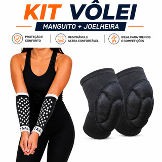 Kit Vôlei Profissional - Par Manguito Curto Voleibol + Par Joelheira Acolchoada Unissex