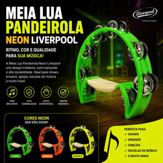 PANDEIRO MEIA LUA LIVERPOOL NEON - PANDEIROLA