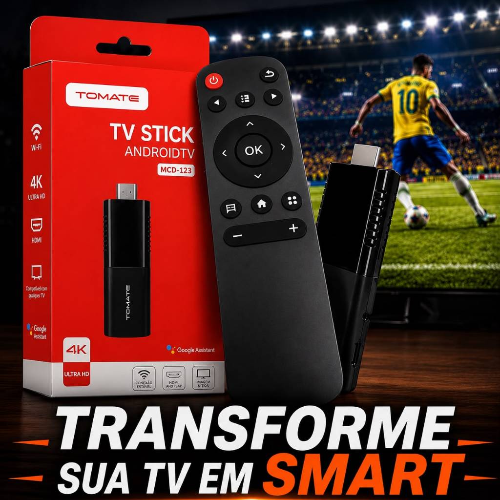 TV Stick Android 13 4K Ultra HD WiFi Dual Band HDMI Transforme Sua TV Em Smart