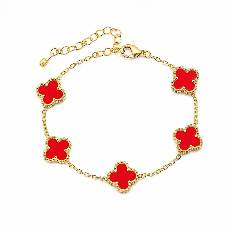 Pulseira Feminina Trevo Aço Inoxidável Banhada Ouro 18K Bracelete Luxo Elegante Ajustável Antialérgica Premium