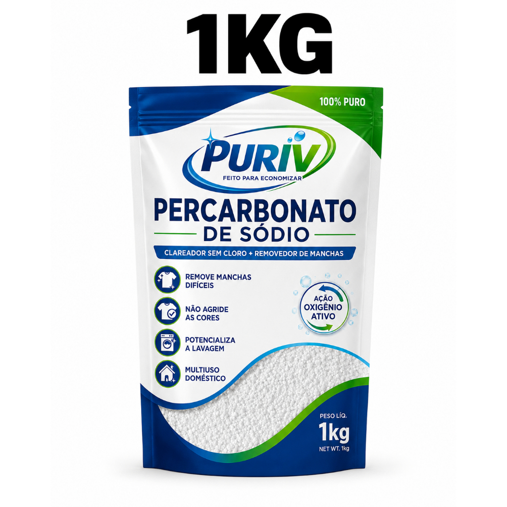 1kg Percabonato, de Sódio Tira Manchas 100% Puro - Roupas Brancas e Coloridas + Envio Rápido