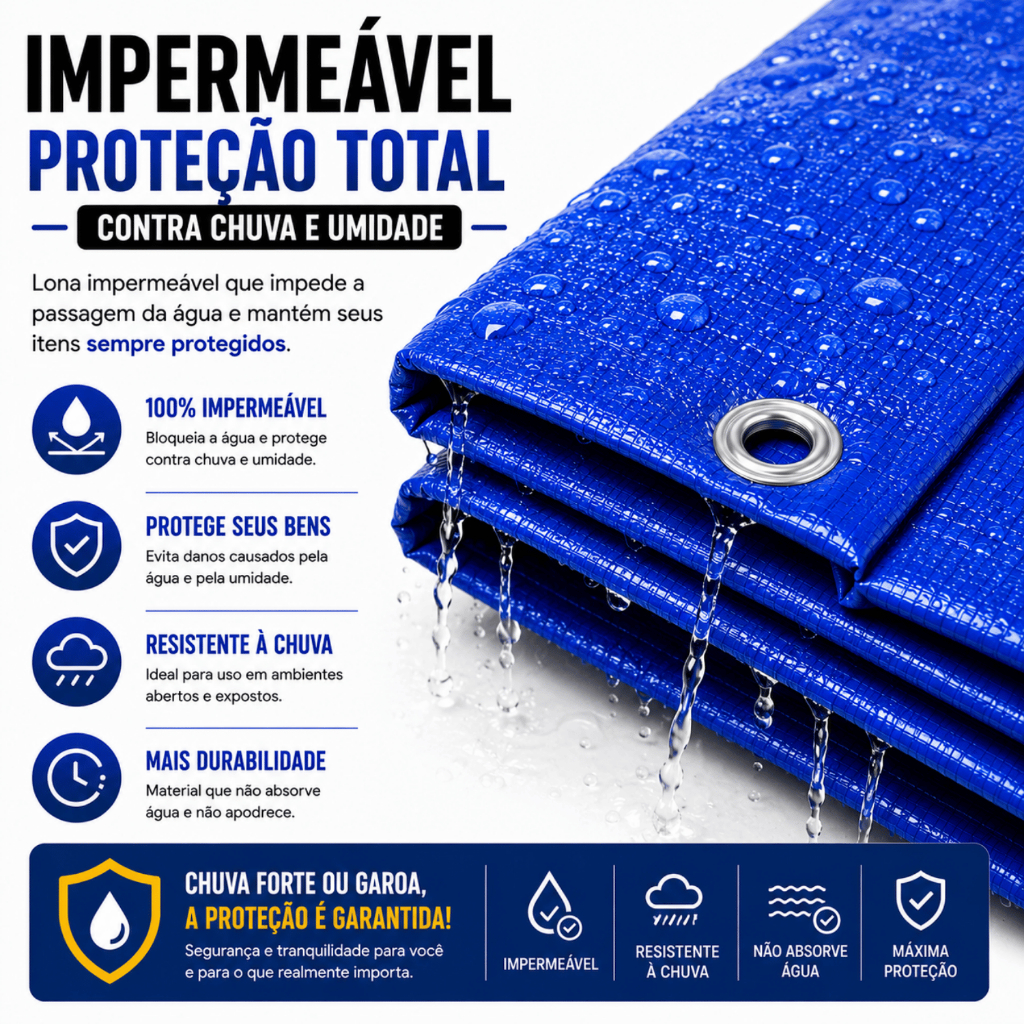 Lona Impermeável Multiuso Reforçada Proteção UV Polietileno Piscina Cobertura com Ilhós — imagem 2 de 2