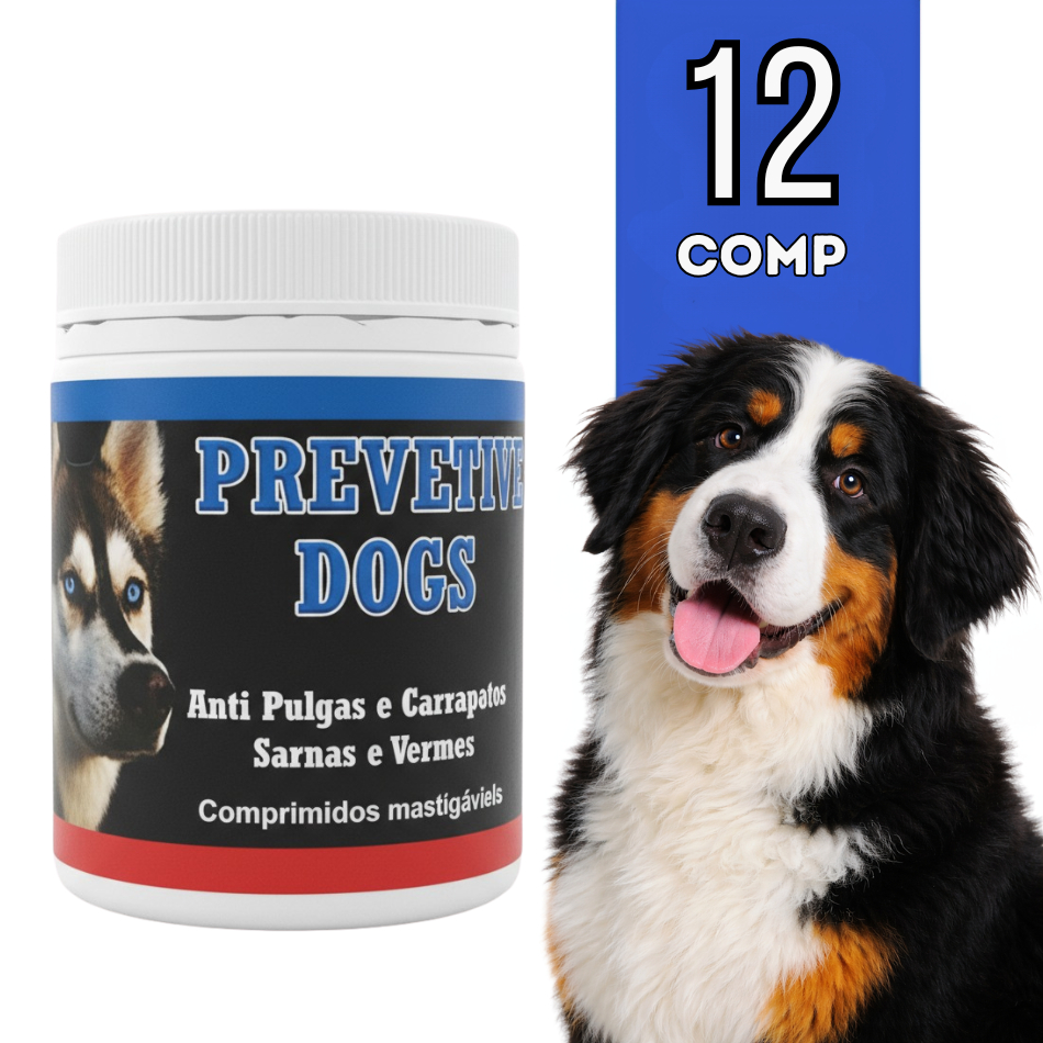 Prevent Dogs 12 Comp Cães Até 15kg Anti Pulgas Carrapatos Vermes Sarna