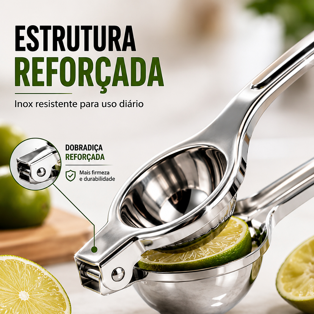 Espremedor de Limão Aço Inox Maciço Manual Reforçado 20cm Cozinha Bar Drink