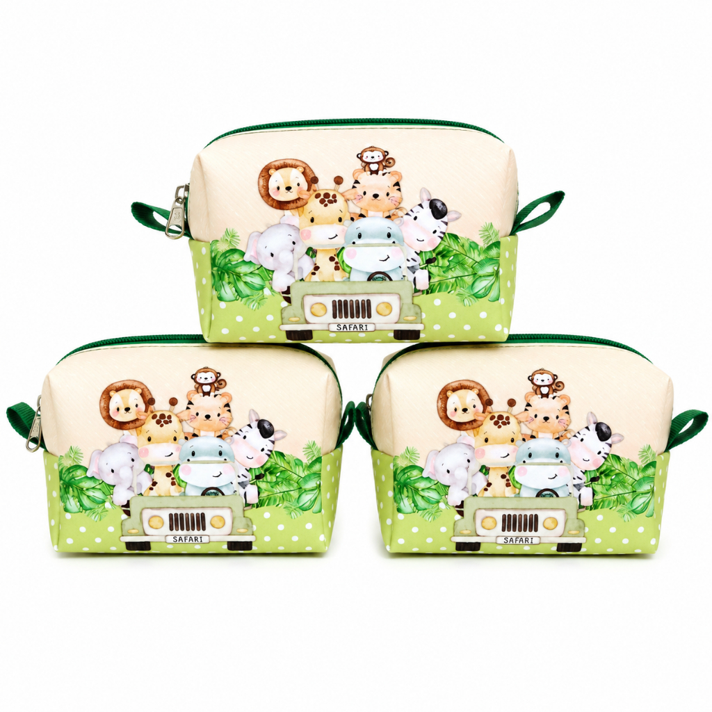 kit c/10 Porta Moeda Personalizado Safari Lembrancinhas de Aniversário batizado Bolsinhas Safari