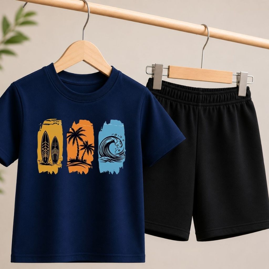 Conjunto Infantil Menino Bermuda de Moletom Camiseta Lisa Roupa Infantil Moderna