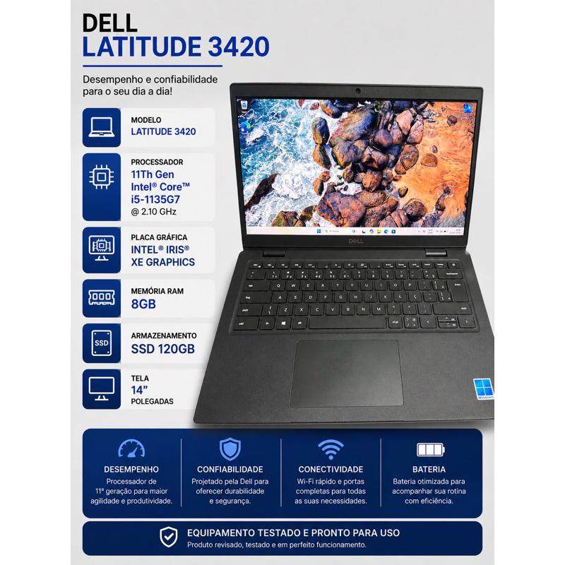 Notebook Dell Latitude 3420 / 8gb ram / ssd 120gb