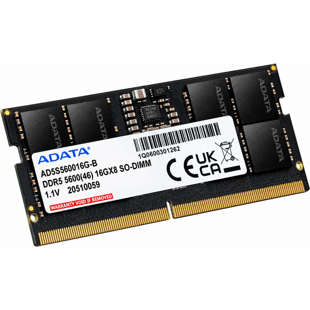 Memória Ram DDR5 ADATA 16GB 5600MHZ SODIMM PC6 1RX16 para Notebook