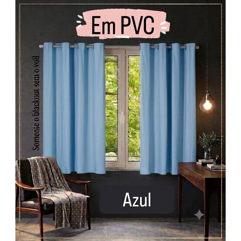 Cortina Blackout Azul 2,80m x 1,60m Quarto Sala Cozinha