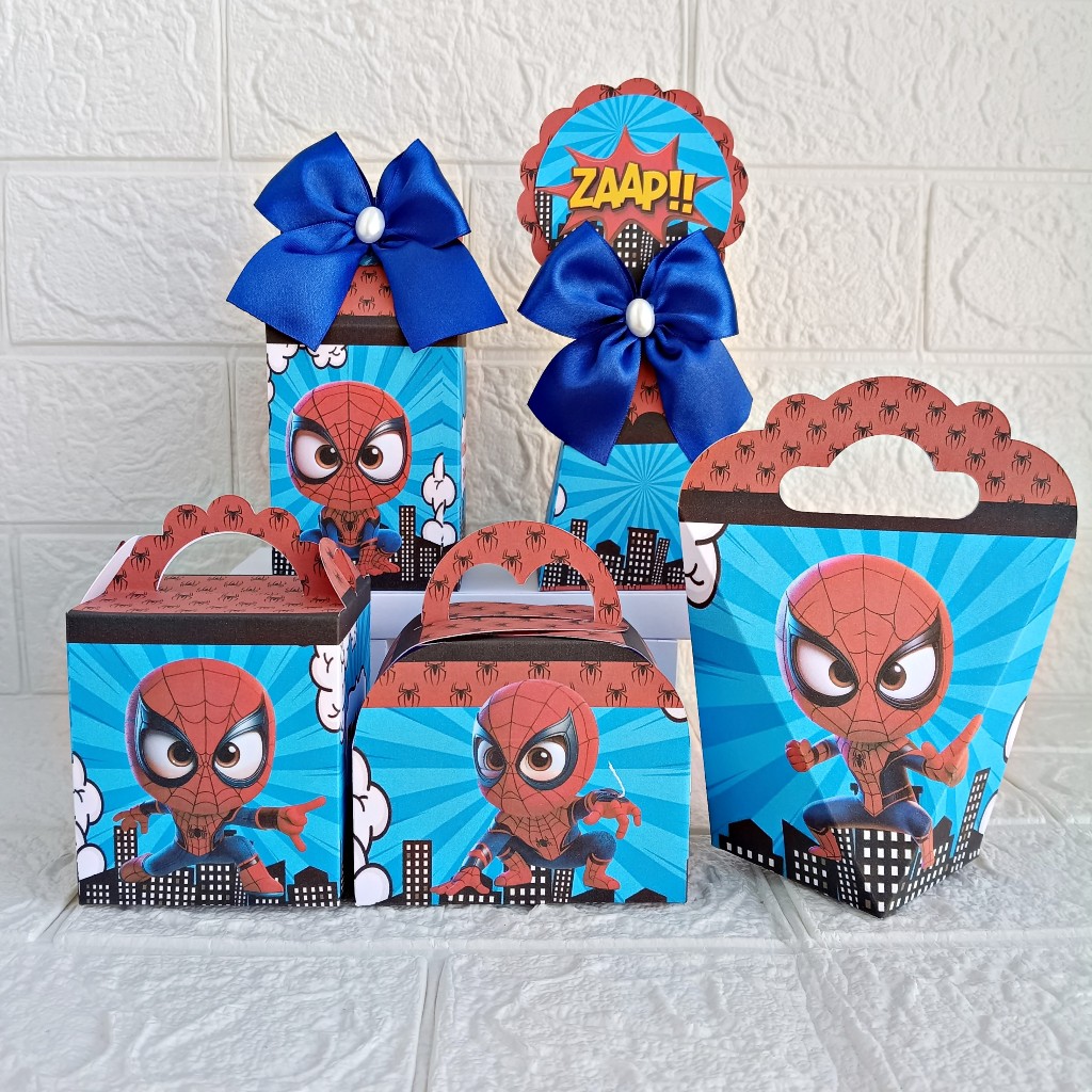 Kit Personalizados Homem Aranha Cute ( PEGUE E MONTE ) lembrancinha Caixinha personalizada festa infantil aniversário