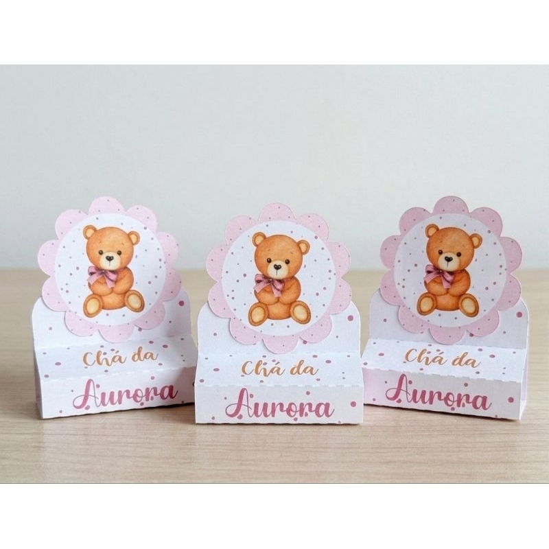 Porta Bis Duplo Personalizado Chà De Bebê/Revelação Ursinho Rosa