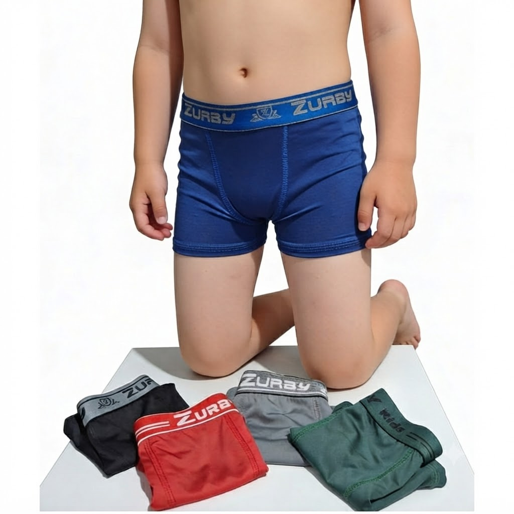 Kit 5 Cuecas Boxer Zurby Kids Infantil Microfibra Lisa
