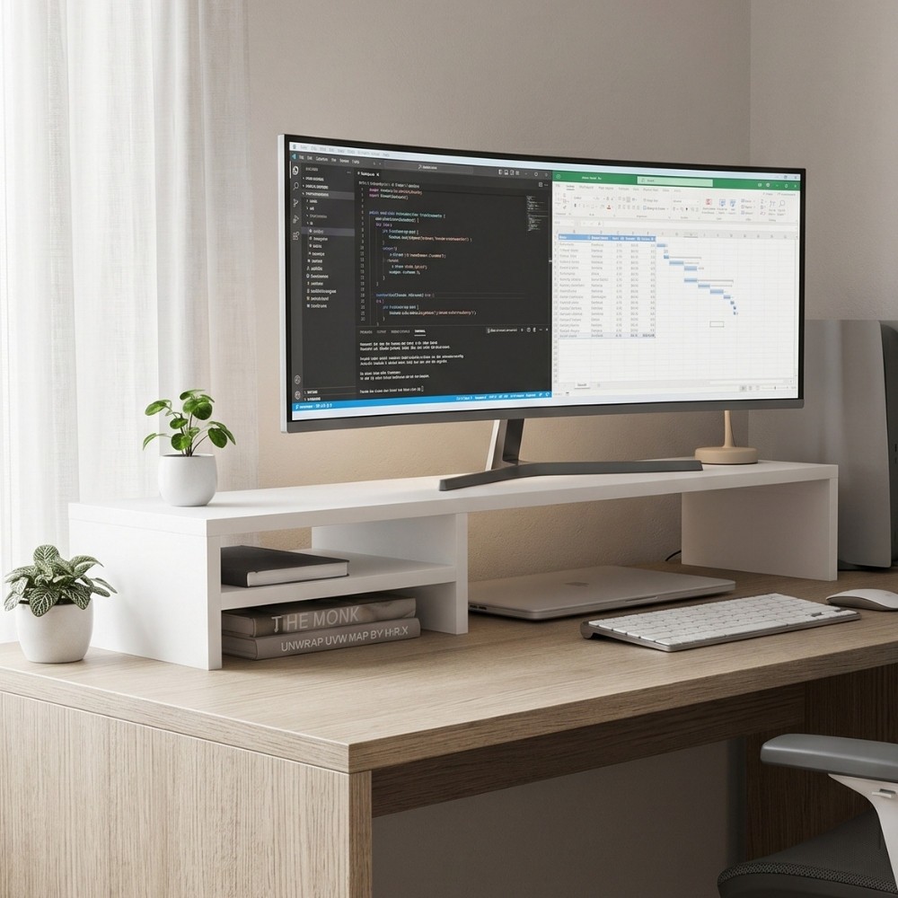 Suporte Para Monitor Stand Home Office Lap 90 cm L03 Branco - Lyam