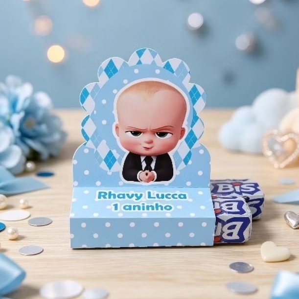 Porta Bis Duplo O Poderoso Chefinho Personalizado - Lembrancinha - Festa - Aniversário - Decoração /DESMONTADO