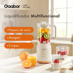 Gaabor Processador de Alimentos 3 em 1 400W 1,2L Para Cozinha Facil Limpeza JM-12E01A
