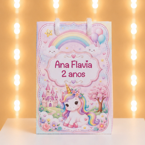 Sacolinha Personalizada Unicornio Lembrancinha de Festa Aniversário