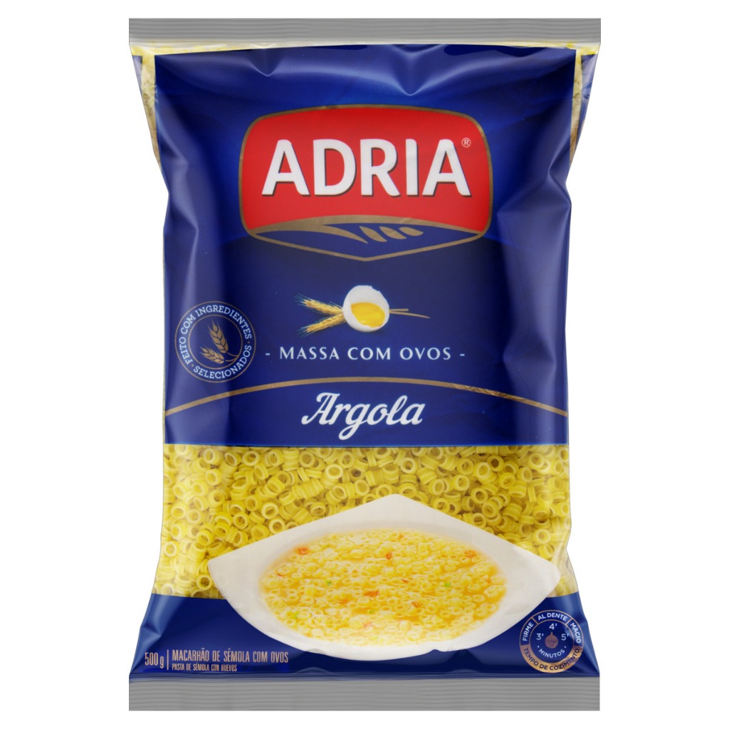 Kit 5un Macarrão com Ovos Adria Argola 500g
