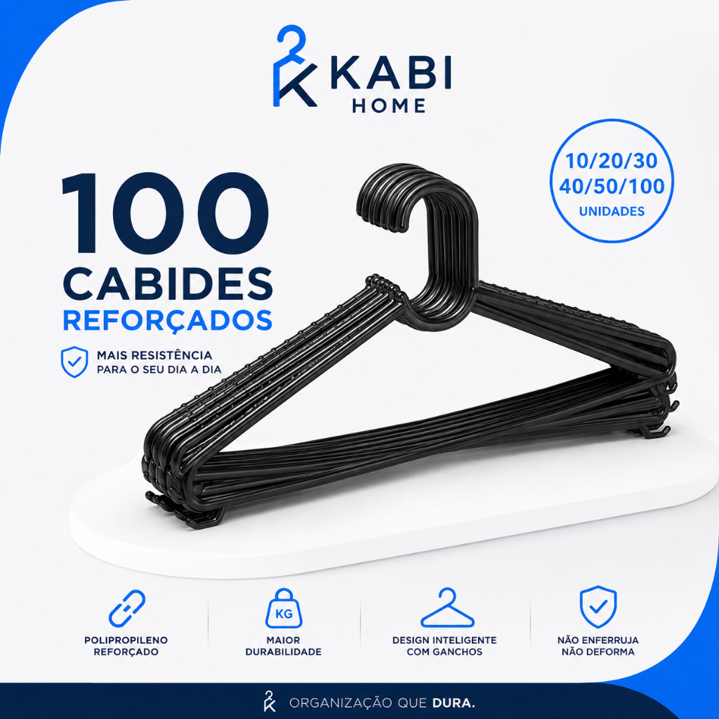 Cabide de Roupa Adulto Preto Reforçado Alta Qualidade Organizador de Roupa