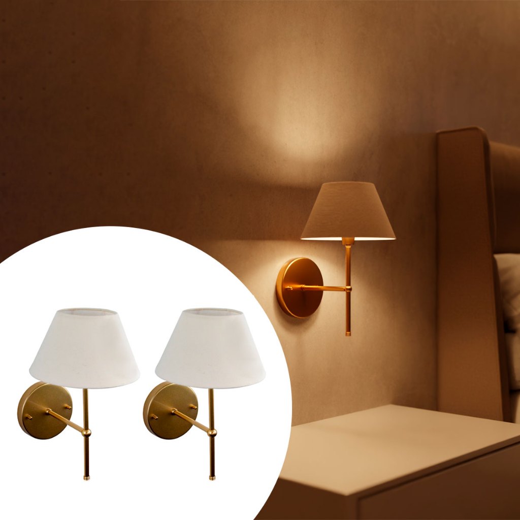 Kit 2 luminaria Arandela de Parede Com Cúpula algodão Ref 16 sala quarto cabeceira de cama escritorio