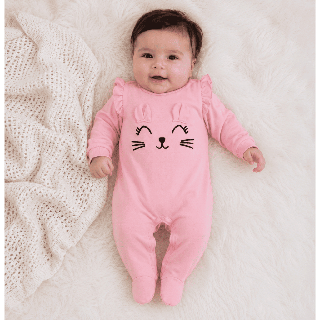 Macacão bebê menina rosa orelhinhas Elisa