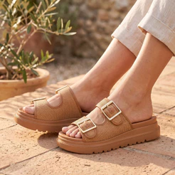 Tamanco Birken Papete Flatform Tratorada Tiras Tressê Modare Ultraconforto 7200.104