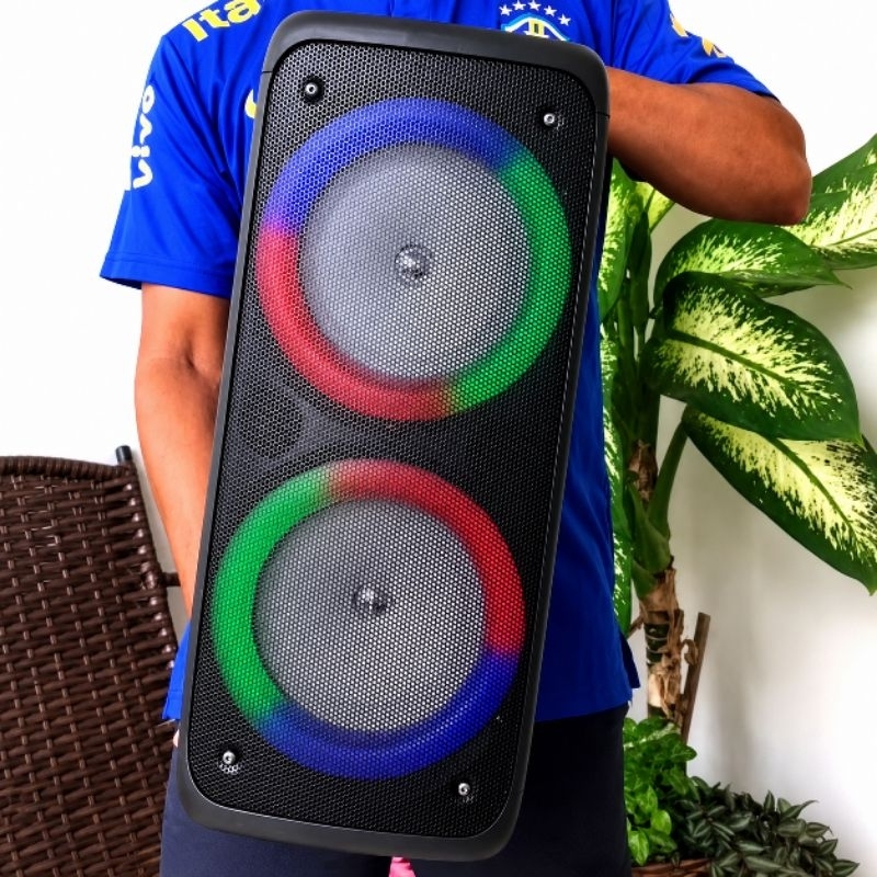 mega caixa de som gigante com 400w com 55 cm altura tws,leds,com entrada microfone,karaoke, bluetooh ,radio,pendrave