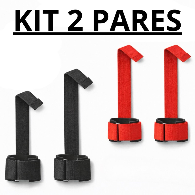 𝗞𝗜𝗧 𝟮 𝗣𝗔𝗥𝗘𝗦 Straps com Munhequeira Profissional Crossfit e Academia