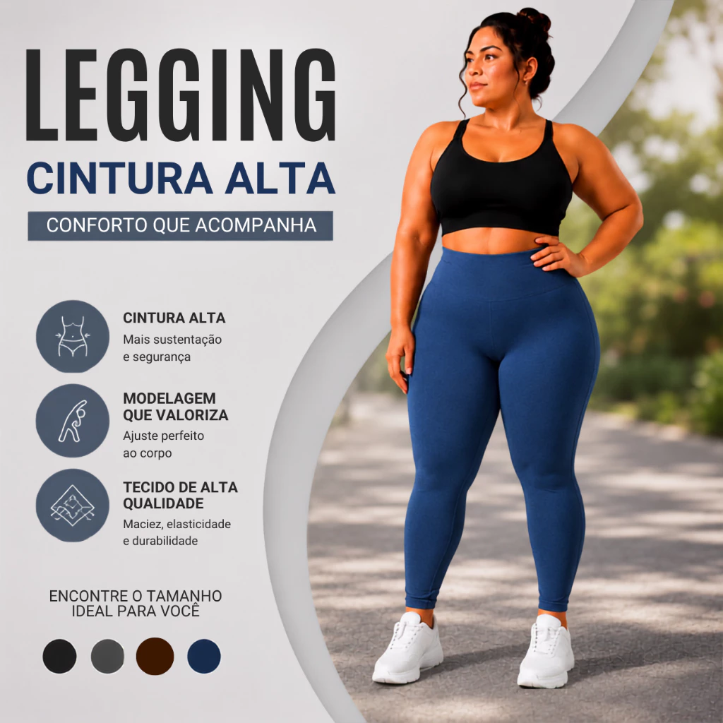 Calça Legging Plus Size Com Forro Feminina Cintura Alta Modeladora Roupa Academia Zero Transparência — imagem 1