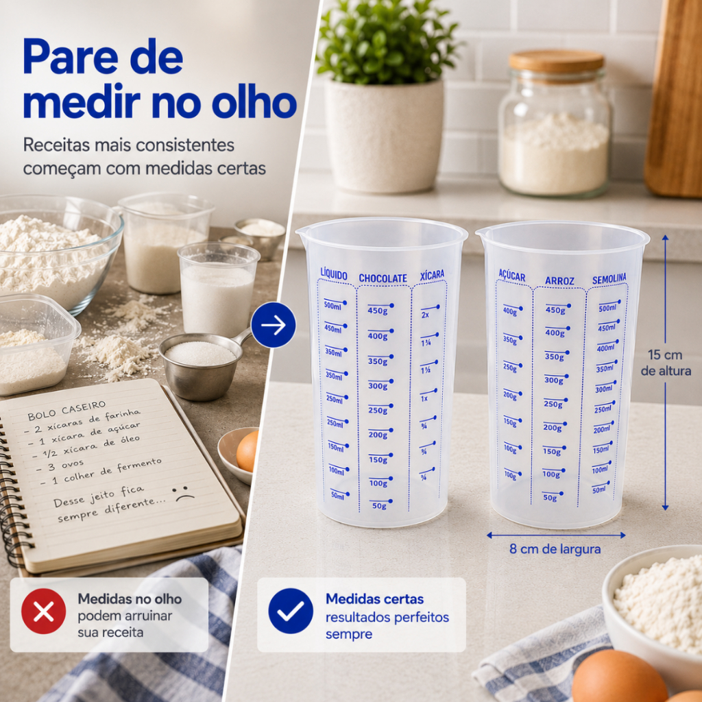 Kit 2 Copos Medidor 500ml Dosador Receitas Cozinha — imagem 2 de 2