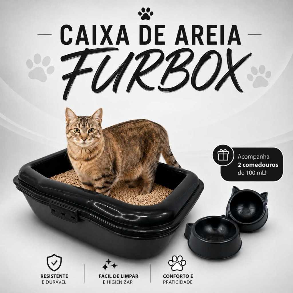 Caixa Areia Furba Furbox Pet Banheiro Gato Grande Bandeja Sanitário Inteligente Alta Envio Imediato