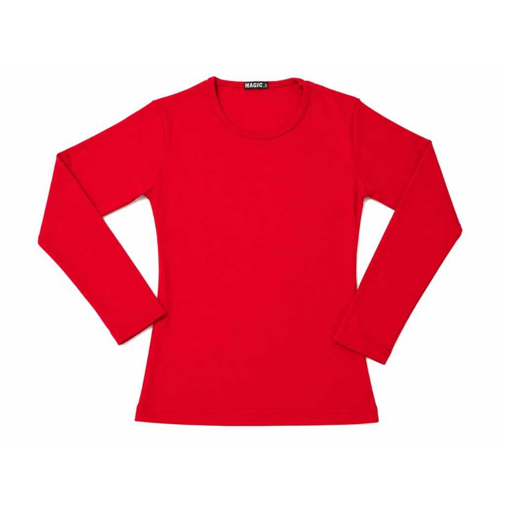 Blusa Feminina Manga Longa Ribana Canelada Gola Redonda Básica Casual