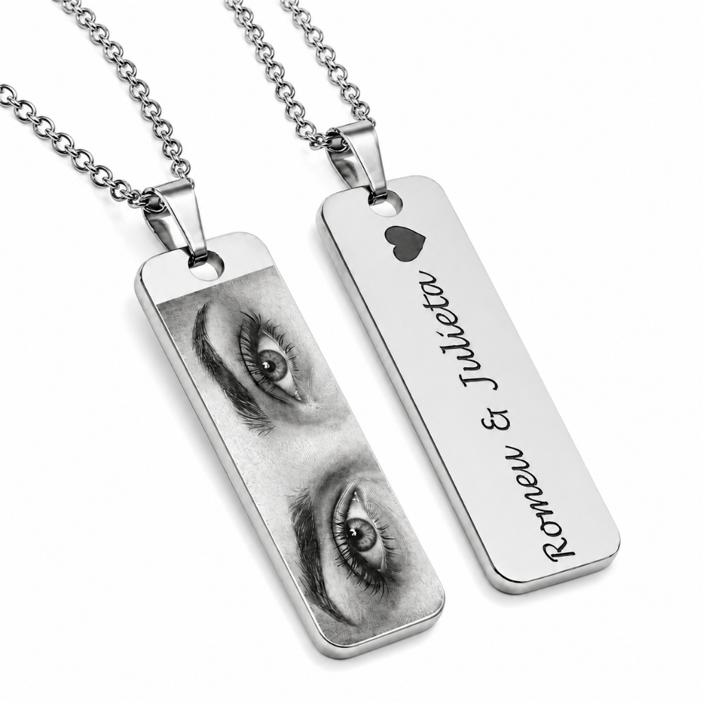 Colar Pingente Olhos Personalizados Masculino Feminino Corrente Cordão Aço Inoxidável Pode Molhar