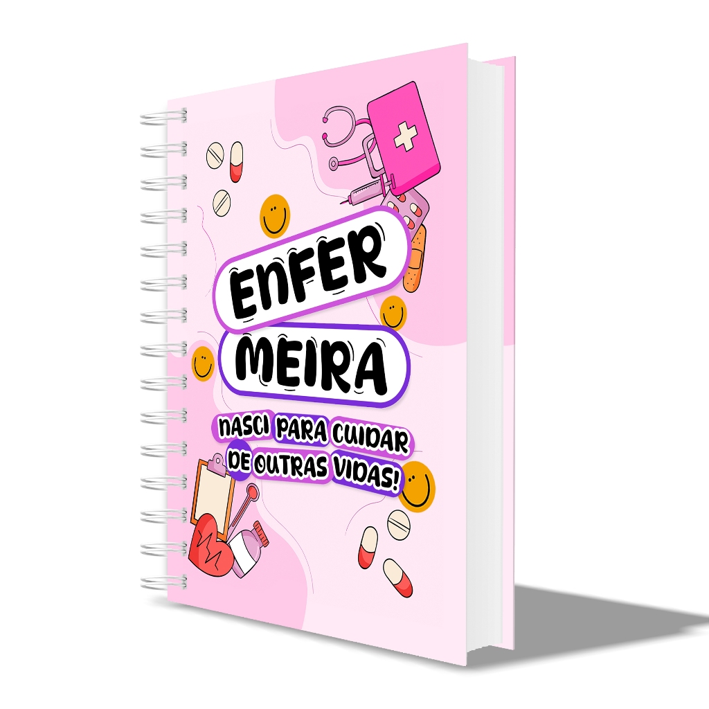 Caderneta De Anotação Bolso Estágio Enfermeira Nasci Para Cuidar Capa Rosa Estudo Prático Enfermagem · foto 2