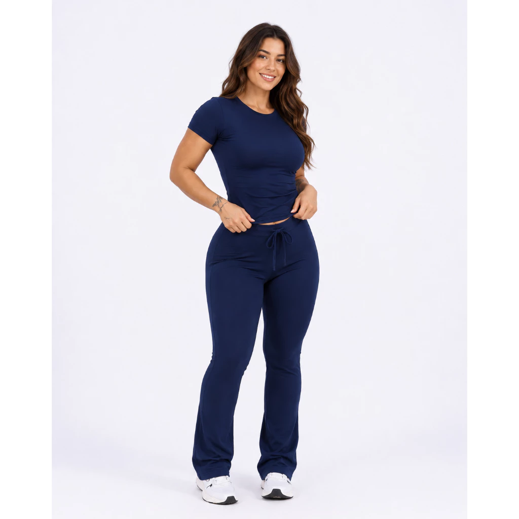 Conjunto Flaire Baby Tee e Legging Flaire suplex Fitness Academia